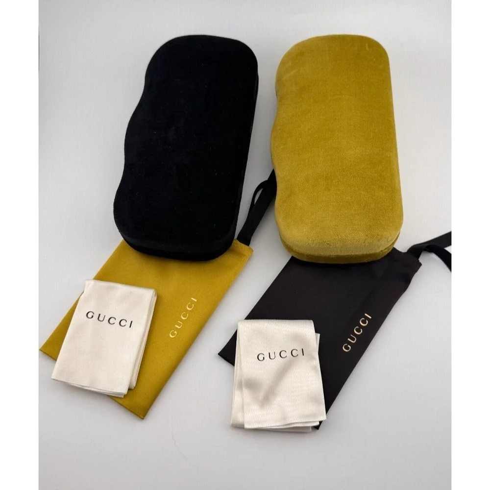Gucci Sunglasses Case Set 2 Velvet Hard Cases w Dust Bags & Cloth